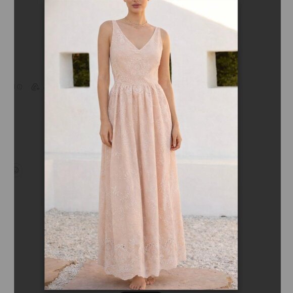 Anthropologie Dresses & Skirts - ANTHROPOLOGIE: Pink Eyelet Maxi Dress